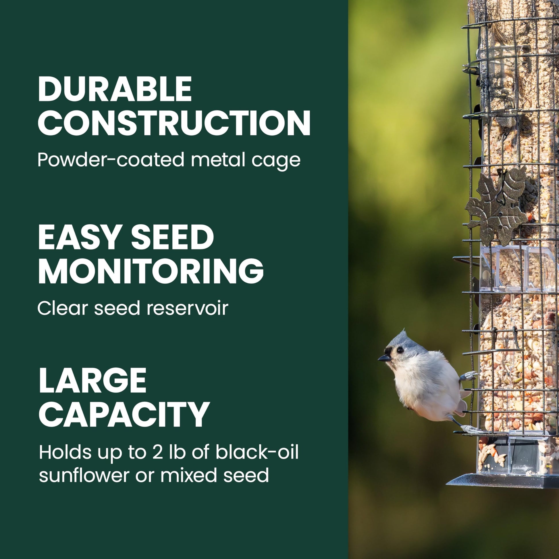 Perky-Pet 336-1SR Squirrel-Be-Gone Bird Feeder, 2LB Squirrel Proof Outdoor Wild Bird Feeder with Weight-Activated Perches