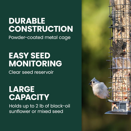 Perky-Pet 336-1SR Squirrel-Be-Gone Bird Feeder, 2LB Squirrel Proof Outdoor Wild Bird Feeder with Weight-Activated Perches