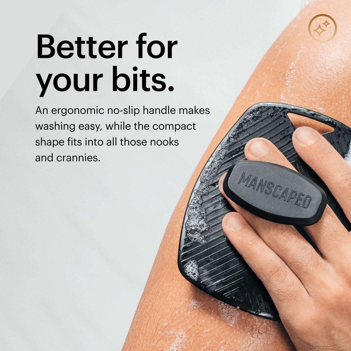 MANSCAPED® The Body Buffer Premium Silicone Scrubber for Nourishing, Cleaning & Exfoliating Your Skin - Lather Boosting Bristles with Ergonomic No-Slip Handle, Long-Lasting & Easy to Clean (1-Pack) - Available at All In One Marketplace Canada