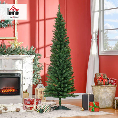 HOMCOM 6' Pencil Christmas Tree Slim Artificial Xmas Tree Green 🍁 All In One Marketplace Canada
