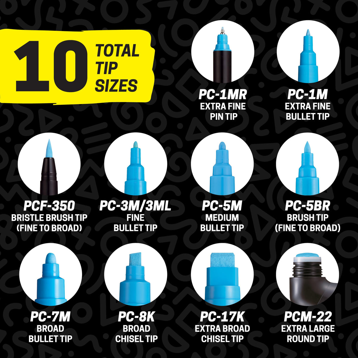 Posca Full Set of 8 Acrylic Paint Pens with Reversible Fine Point Pen Tips, Posca Pens are Acrylic Paint Markers for Rock Painting, Fabric, Glass Paint, Metal Paint, and Graffiti