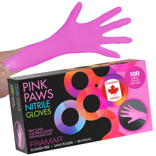 FRAMAR Pink Nitrile Gloves Large - Disposable Gloves Large, Rubber Gloves Disposable, Tattoo Gloves Disposable, Cleaning Gloves for Tattoo Supplies, Gants Nitrile, Mechanics Gloves