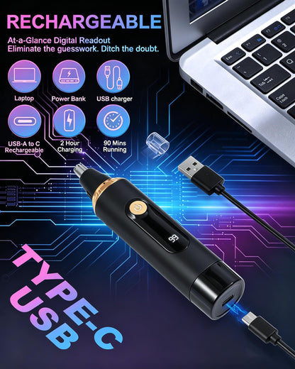 Nose Hair Trimmer 2026 Professional Nose Trimmer for Men and Women, Painless IPX7 Waterproof Eyebrow & Facial Hair Removal,USB Rechargeable with LED Display Dual-Edge Blades, Black - Available at All In One Marketplace Canada