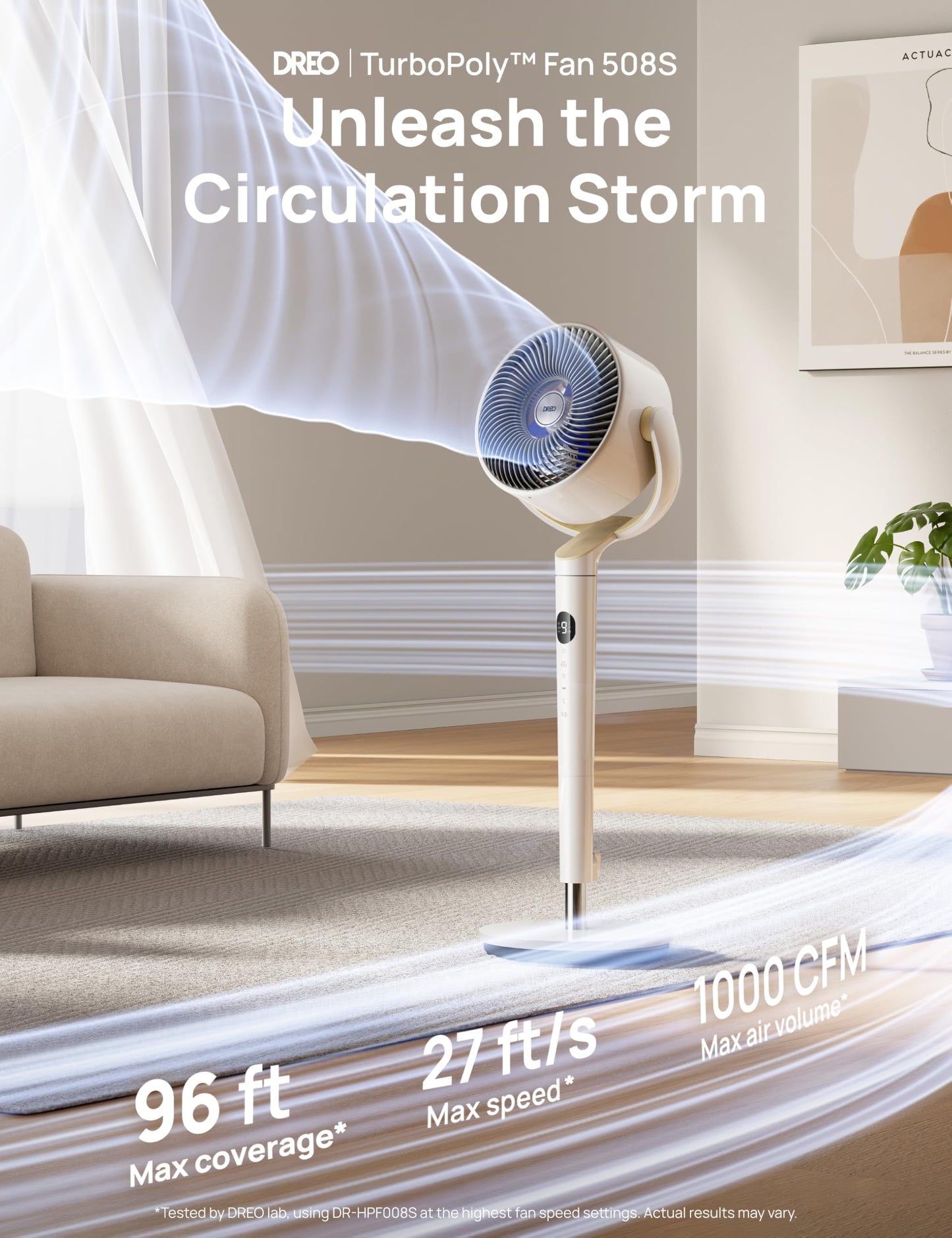 DREO Smart Fan for Bedroom, 120° +120° Omni-Directional Oscillating Fans, 90ft Quiet Pedestal Fan with RGB Light, 9 Speeds, 6 Modes, 20dB, 8H Timer, Wi-Fi/Voice/Alexa, 37-42" Floor Fans with Remote 🍁 All In One Marketplace Canada