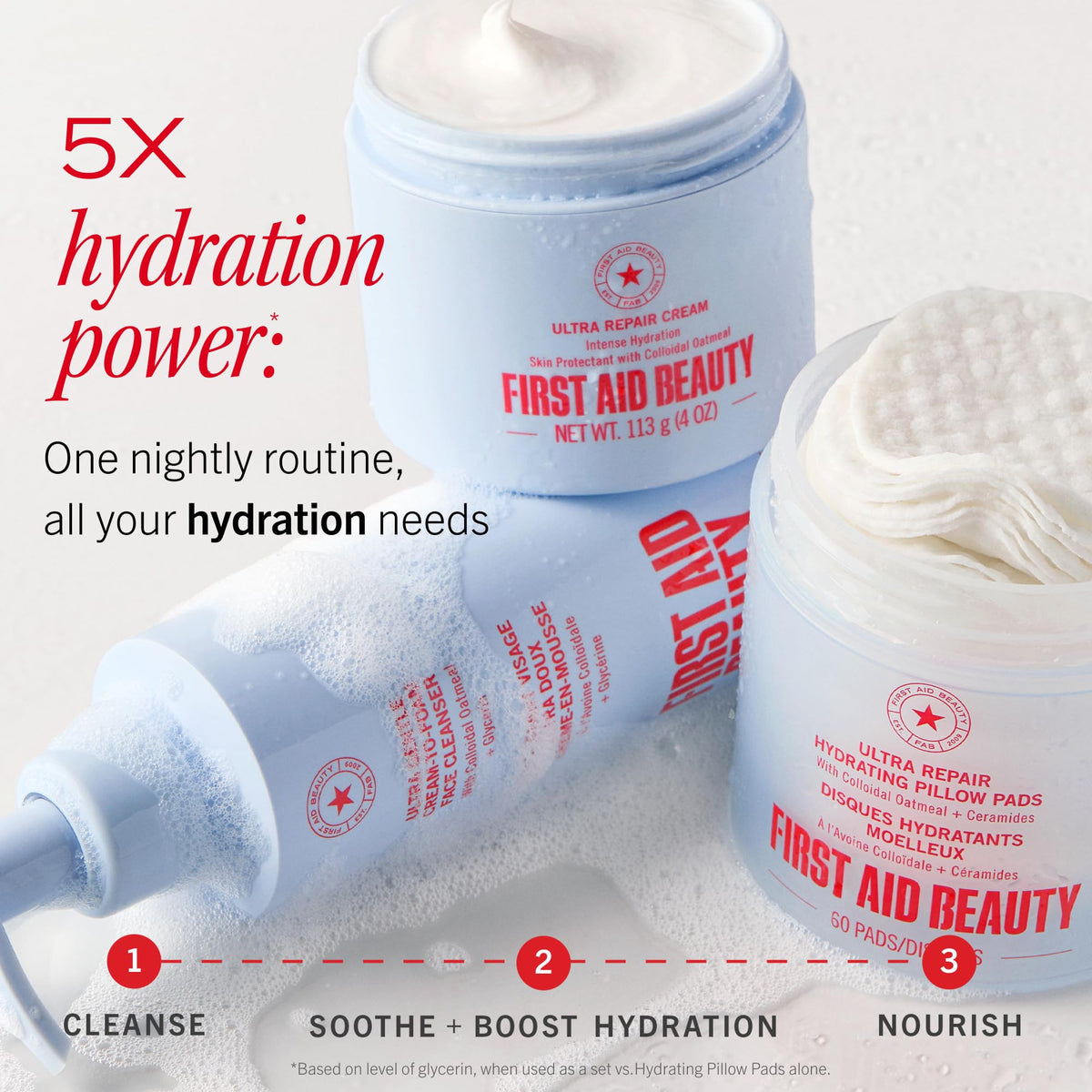 First Aid Beauty Ultra Gentle Cream-to-Foam Pure Facial Cleanser – Makeup Removing Face Cleanser - Face Wash with Colloidal Oatmeal & Glycerin, for Sensitive, Acne & Blemish-Prone Skin, 6 oz