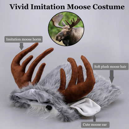 Onmygogo Funny Pet Moose Costumes for Dog, Cute Furry Pet Wig for Halloween Christmas, Pet Clothing Accessories (L, Moose) 🍁 All In One Marketplace Canada