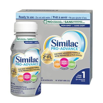Similac Pro-Advance Step 1 Infant Formula, Closest to Breast Milk with 2'-FL, Ready to Feed, 0+ Months, 16 x 235 mL