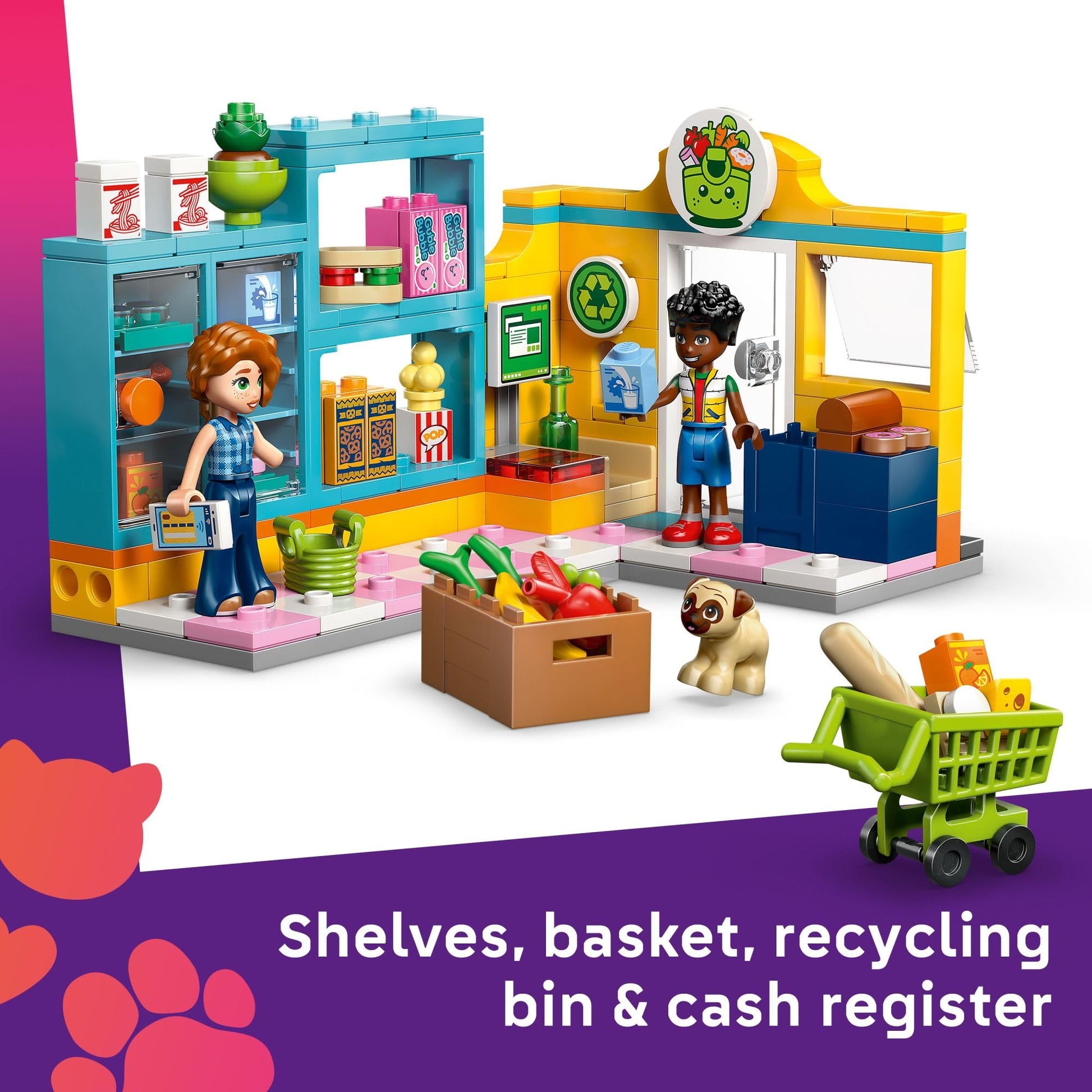 LEGO Friends Heartlake City Convenience Store Building Toy for Girls & Boys - Pretend Play Set for Kids, Ages 5+ - W/Autumn & Zac Minidolls, 1 Toy Dog, & Accessories - Gift Idea for Birthdays - 42680 LEGO