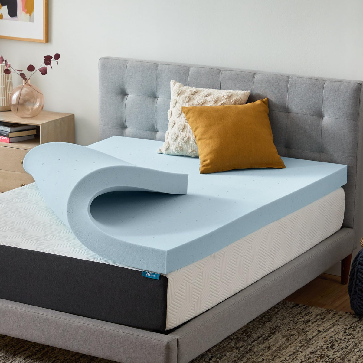 LUCID 4 Inch Gel Memory Foam Mattress Topper-Ventilated Design-Ultra Plush-Twin XL