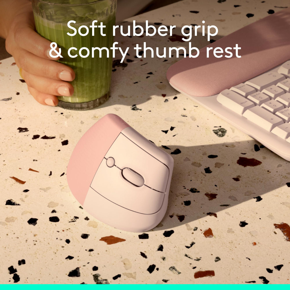 Logitech Lift Vertical Ergonomic Wireless Mouse - Rose