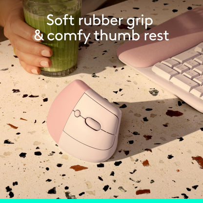 Logitech Lift Vertical Ergonomic Wireless Mouse - Rose
