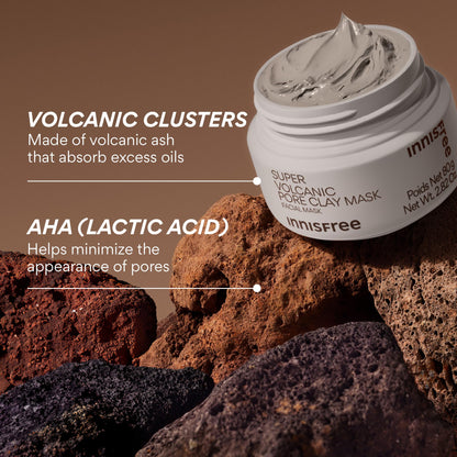 Innisfree Super Volcanic Clay Mask, Premium Korean Skincare with AHA and Natural Clusters for Deep Pore Detox, Gentle Exfoliation, Oil Control innisfree
