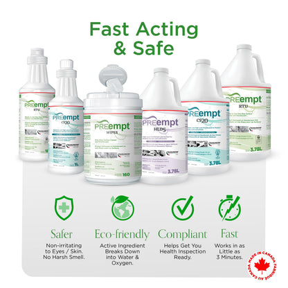 PREempt CS20 Sterilant and High-Level Disinfectant for Reusable Spa, Salon and Nail Tools and Implements (3.78L) (1 Bottle)