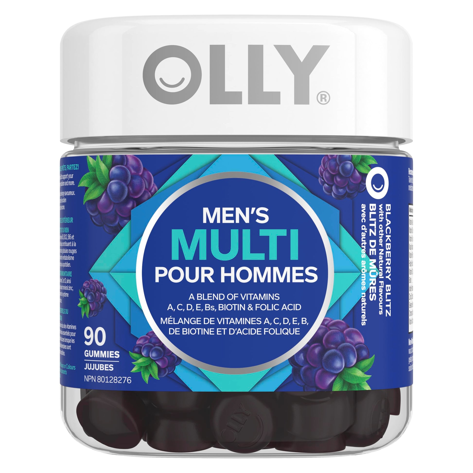 OLLY Men's Multi Gummy Supplement with no artificial flavours and colours Blackberry Blitz multivitamin to help support men's health 45 day supply 90 gummies