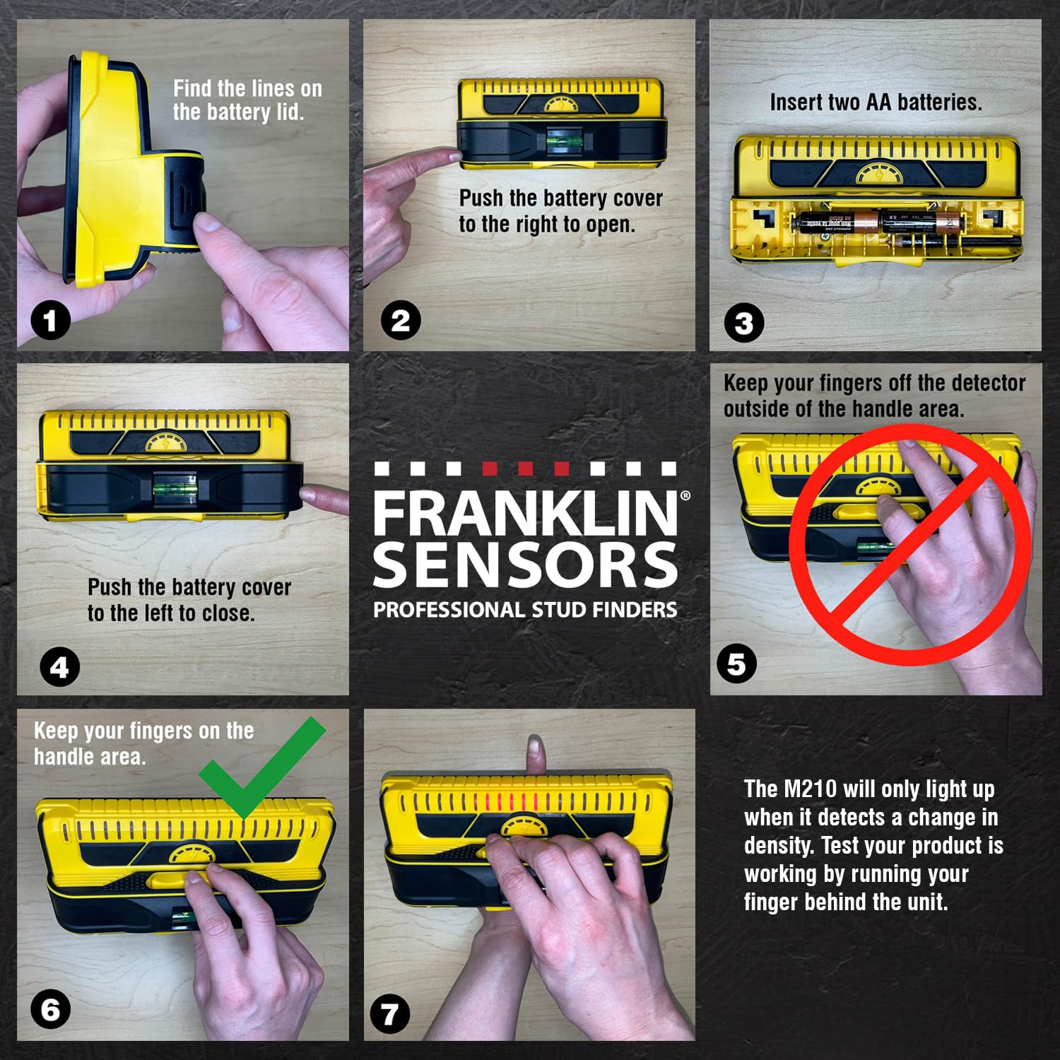Franklin Sensors ProSensor M210 Stud Finder with 13-Sensors, Wood & Metal Stud Detector/Wall Scanner, Live Wire Detection - Available at All In One Marketplace Canada