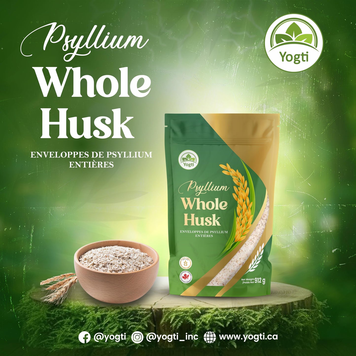 Yogti Whole Psyllium Husk, 912 g