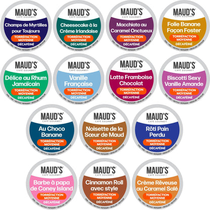 Maud's Decaf Coffee Pods Variety Pack - 80 Count, 14 Assorted Flavors, 100% Arabica Beans, Compatible with Single Serve Brewers