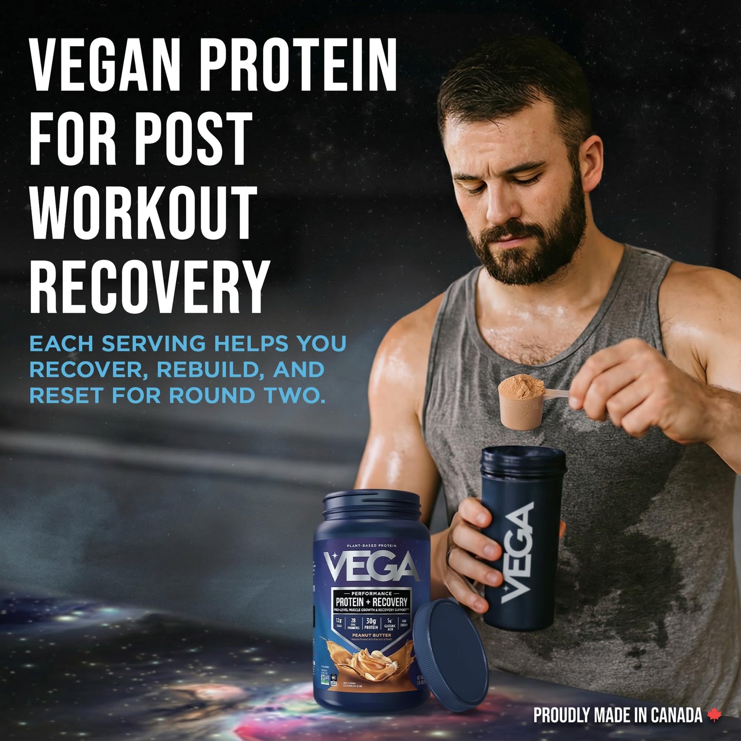 Vega Protein + Recovery, Peanut Butter – 30g Vegan Protein, Dairy & Gluten Free, Probiotics, NSF Certified, 814 g (19 Servings) 🍁 All In One Marketplace Canada