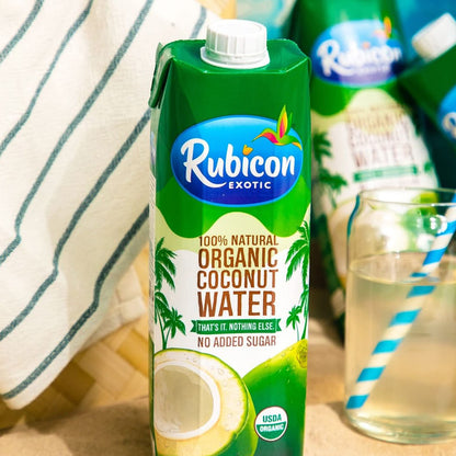 Rubicon Organic Coconut Water – 8 Pack of 1L Cartons | Natural Electrolytes, Non-GMO, No Added Sugar