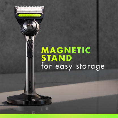 Gillette Razor Blades for Men, Gillette Labs Exfoliating Razors 5-Blade, 1 Handle + 4 Refill + Premium Magnetic Stand Gillette