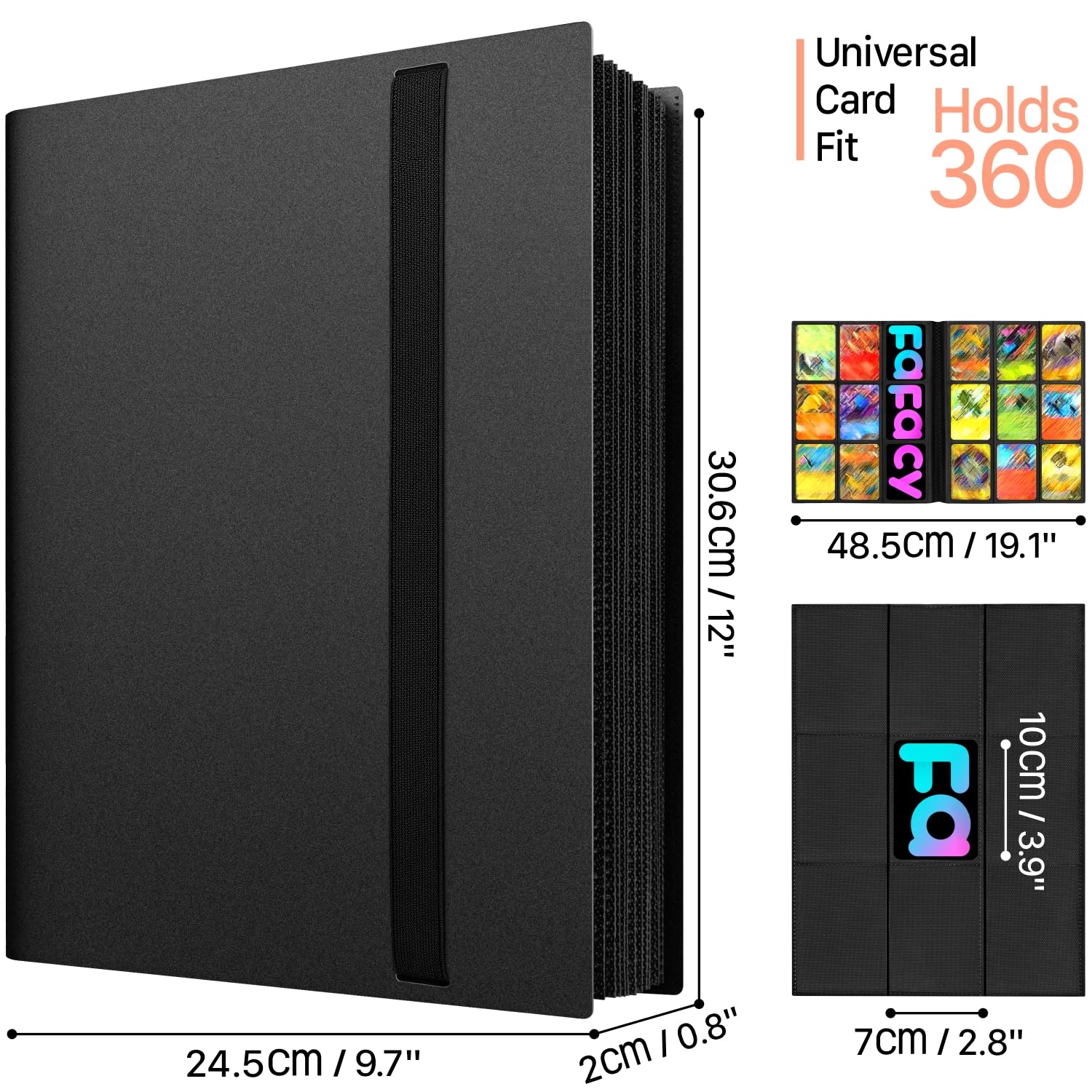 【2026】Trading Card Binder 9 Pocket, Hockey Card Binder with Sleeves Anti-open Strap Waterproof 20-Page 360 Game Cards Binder Holder Gift for Baseball/Soccer/Basketball/Football Cards Collector
