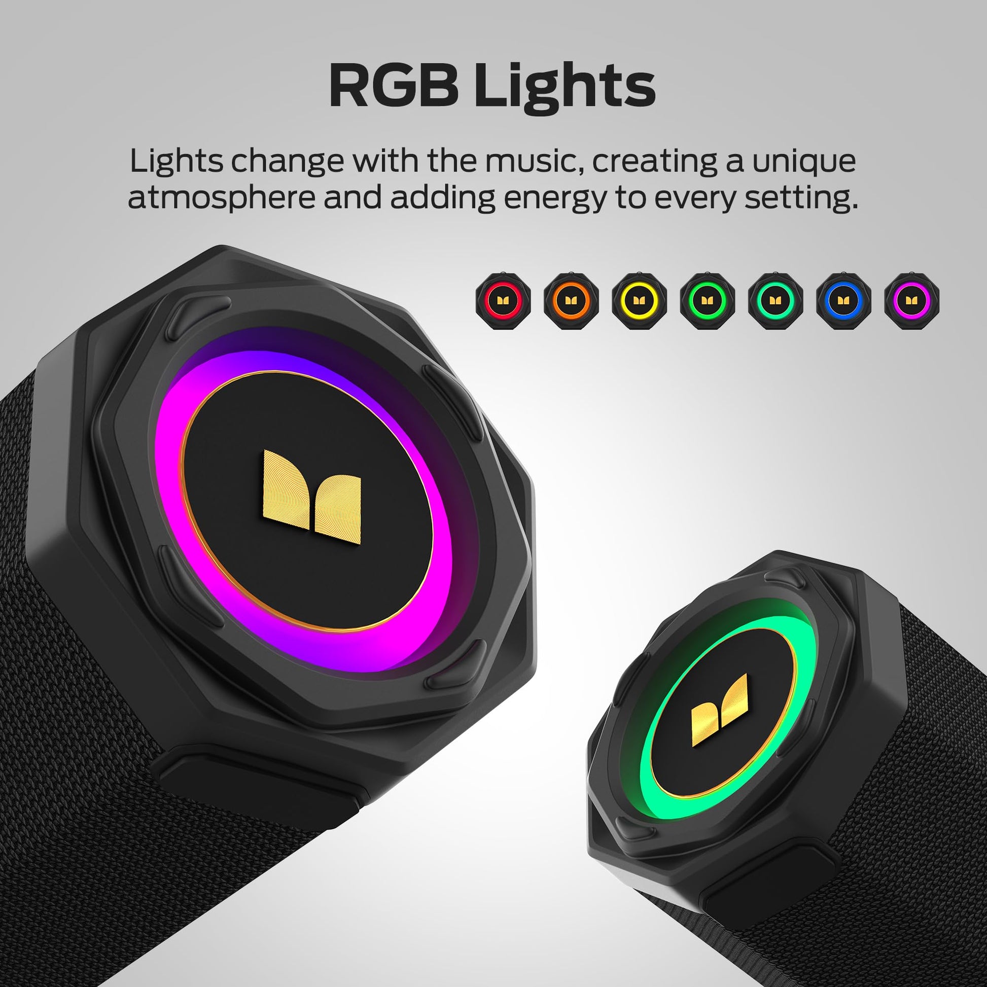 Monster Speaker S200 Wireless Portable Bluetooth Speaker, 24H Playtime, IPX6 Waterproof, 50W Stereo Sound, Bluetooth 5.4, Dual Bass Speakers, Perfect for Home, Parties, and Travel.Black - Available at All In One Marketplace Canada