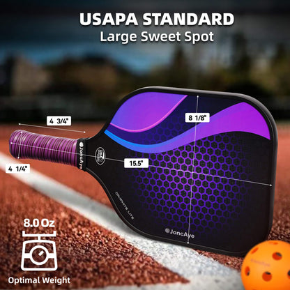 JoncAye Pickle-Ball Paddles Set of 2, Graphite Fiberglass Raquette with Indoor Outdoor Balls, Bag, Grip Tape, USAPA Approved Rackets for Beginners Intermediate All Levels