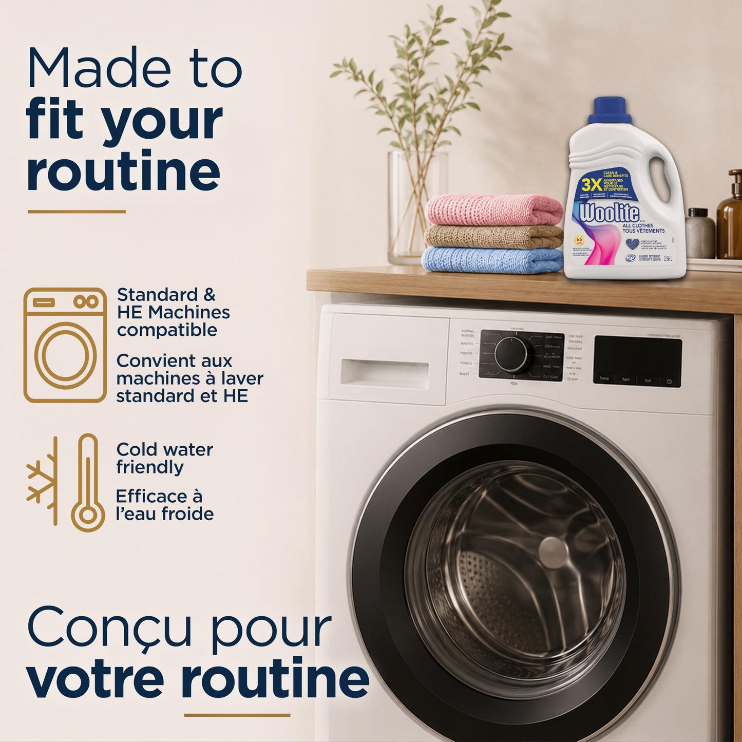 Woolite All Clothes Everyday Colour Safe Laundry Detergent; 2.96 L, 66 Loads; Helps Keep Clothes Looking Like New with Advanced Care & Fabric Guard Complex; Protects from Fading & Pilling Up 20 Washes - Available at All In One Marketplace Canada
