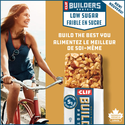 CLIF BUILDERS Low Sugar Protein Bars – Almond Salted Caramel, 12-Pack (56g each)