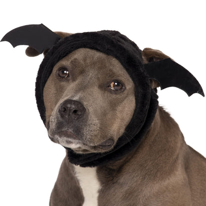Furhaven Flex-Fit Black Bat Plush Faux Fur Dog Hat, Halloween Costume - Black, Medium