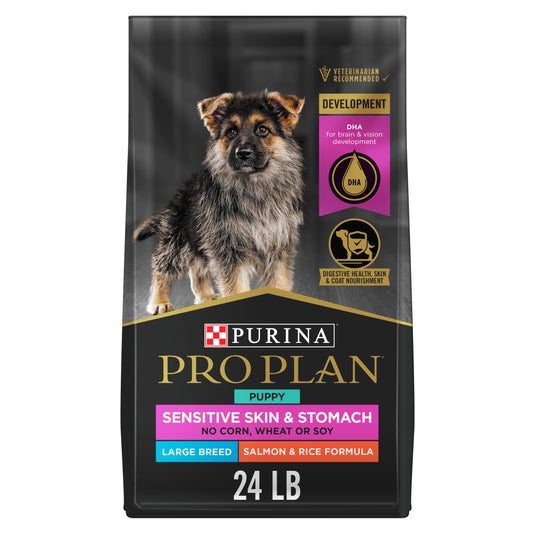 Purina Pro Plan Dry Puppy Food, Development Sensitive Skin & Stomach Large Breed Formula - 10.9 kg (1 Pack) - Available at All In One Marketplace Canada
