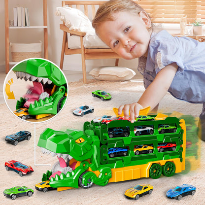 Dinosaur Transport Race Truck Toy with 59-Inch Race Track and Die-Cast Cars 🍁 All In One Marketplace Canada