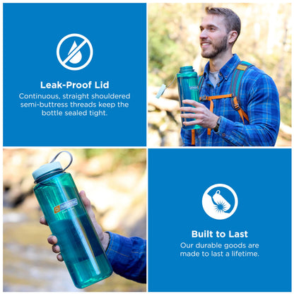 Nalgene 48 oz Wide Mouth Silo Water Bottle | BPA-Free, Durable & Leak Proof, Large & Lightweight for Hiking, Gym & Sports, Jade Nalgene