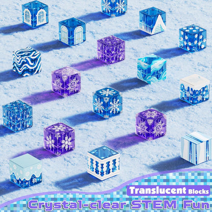 Transparent Light Up Magnetic Blocks - 45PCS Travel Toys for Kids Ages 4 5 6 7+ Magnetic Tin Box Magnet Building Princess Blue Snow Castle Build STEM Learning Toys Christmas Birthday Girls Toddlers 3+ 🍁 All In One Marketplace Canada