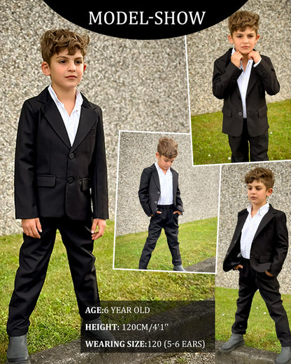 LOLANTA Boys Black Suit Tuxedo Jacket Blazer Formal Outfits(Black, 11-12Y) 🍁 All In One Marketplace Canada