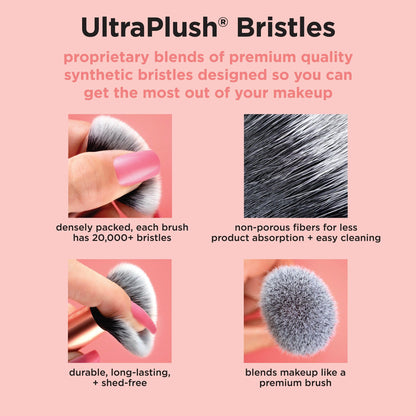Real Techniques Face Base Makeup Brush Kit, For Concealer, Foundation, & Contour, Works With Liquid, Cream & Powder Products, For Blending & Buffing, Makeup Brush Set for Sculpting, 4 Piece Set