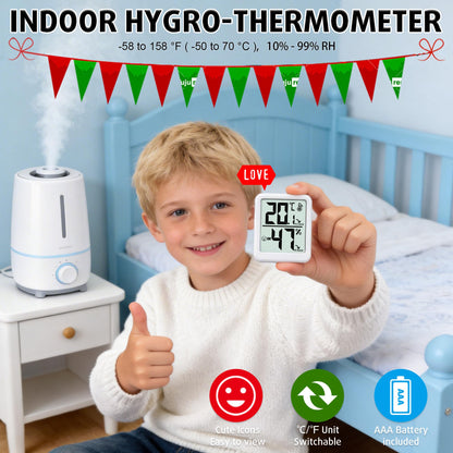 Ayawiss Room Thermometer Indoor Hygrometer with Celsius/Fahrenheit (℃/℉) Switch, Humidity Meter Gauge Digital Temperature and Humidity Sensor Monitor for Home Pets Plants - AAA Battery Included