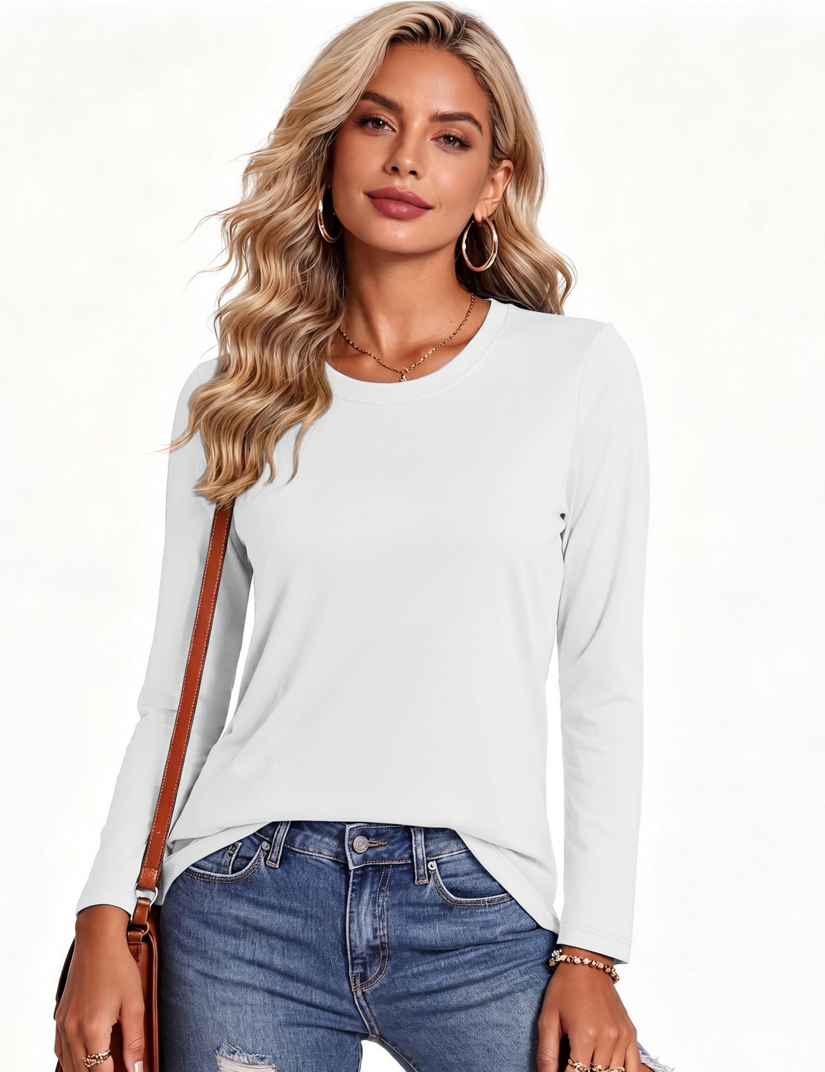 MAGCOMSEN Womens Long Sleeve Shirts Fall Clothes Basic Cotton Top White M 🍁 All In One Marketplace Canada
