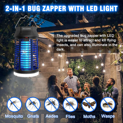 ZENLEA Bug Zapper Outdoor with LED Light, Bug Zapper Indoor, 4200V Mosquito Zapper Outdoor,Waterproof Mosquito Killer, Electric Fly Zapper Fly Traps for Camping Backyard Patio Garden, Plug-in