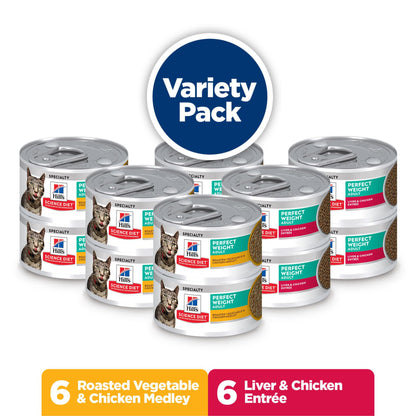 Hill's Science Diet, Perfect Weight, Adult, Wet Cat Food, Variety Pack