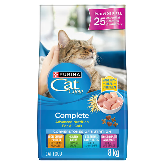 Cat Chow Complete Dry Cat Food, Real Chicken - 8 kg Bag
