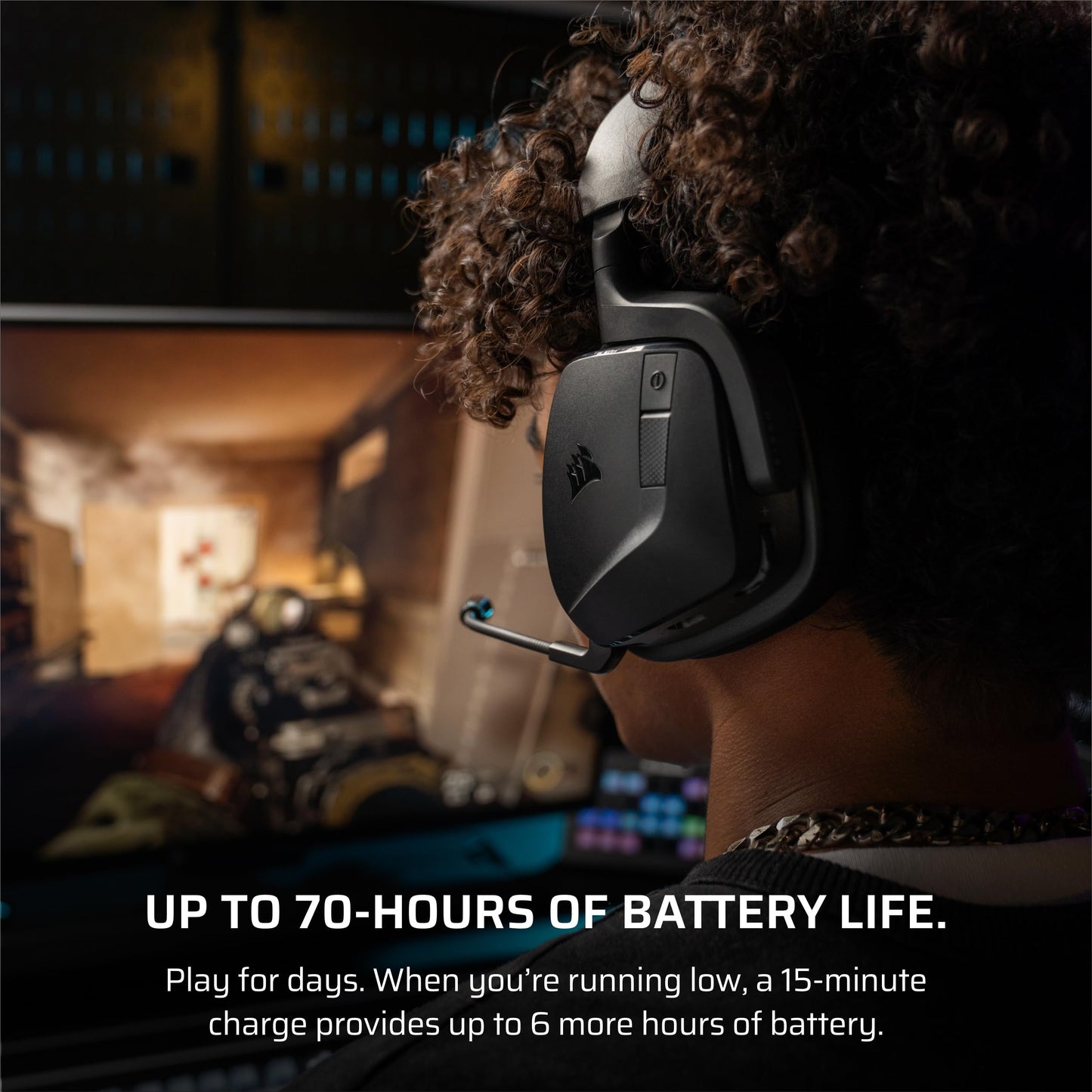 CORSAIR Void v2 Wireless Gaming Headset with Bluetooth for PC, PS5, PS4, Switch, Mobile – Dolby Atmos, 70 Hr Battery, Dual Wireless, Lightweight, Fast Charging – Carbon