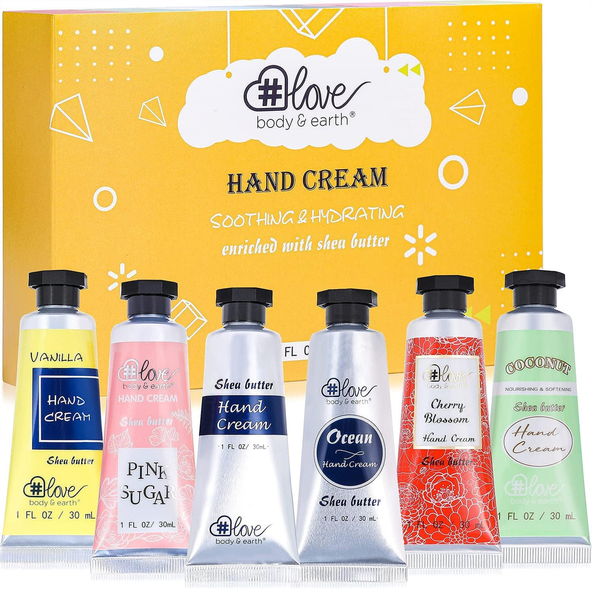 BODY & EARTH # LOVE Hand Cream Gifts Set 6Pcs Hand Lotion Set for Dry Hands 🍁 All In One Marketplace Canada