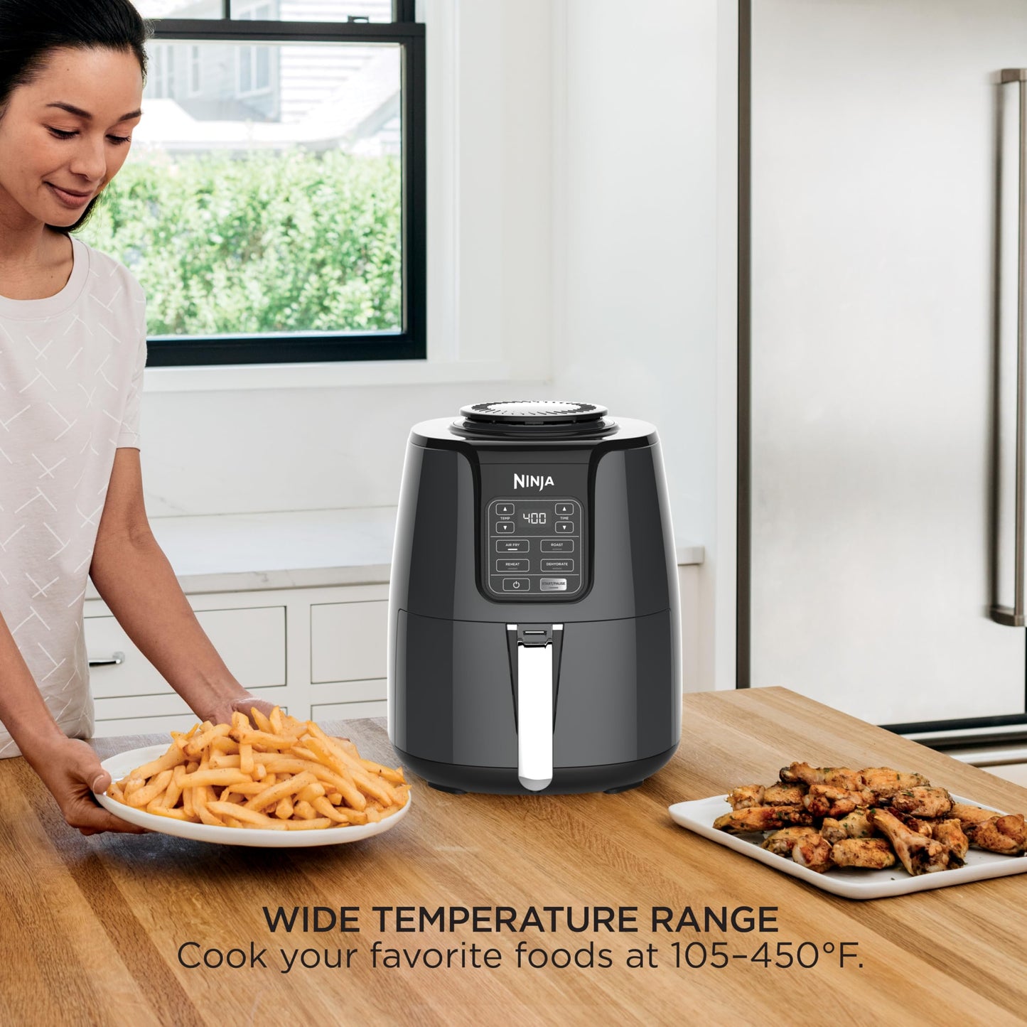 NINJA AF101C, Air Fryer, 3.8L Less Oil Electric Air Frying, Equipped with Crisper Plate + Multi-Layer Rack + Non Stick Basket, Programmable Control Panel, Black, 1550W, (Canadian Version) - Available at All In One Marketplace Canada