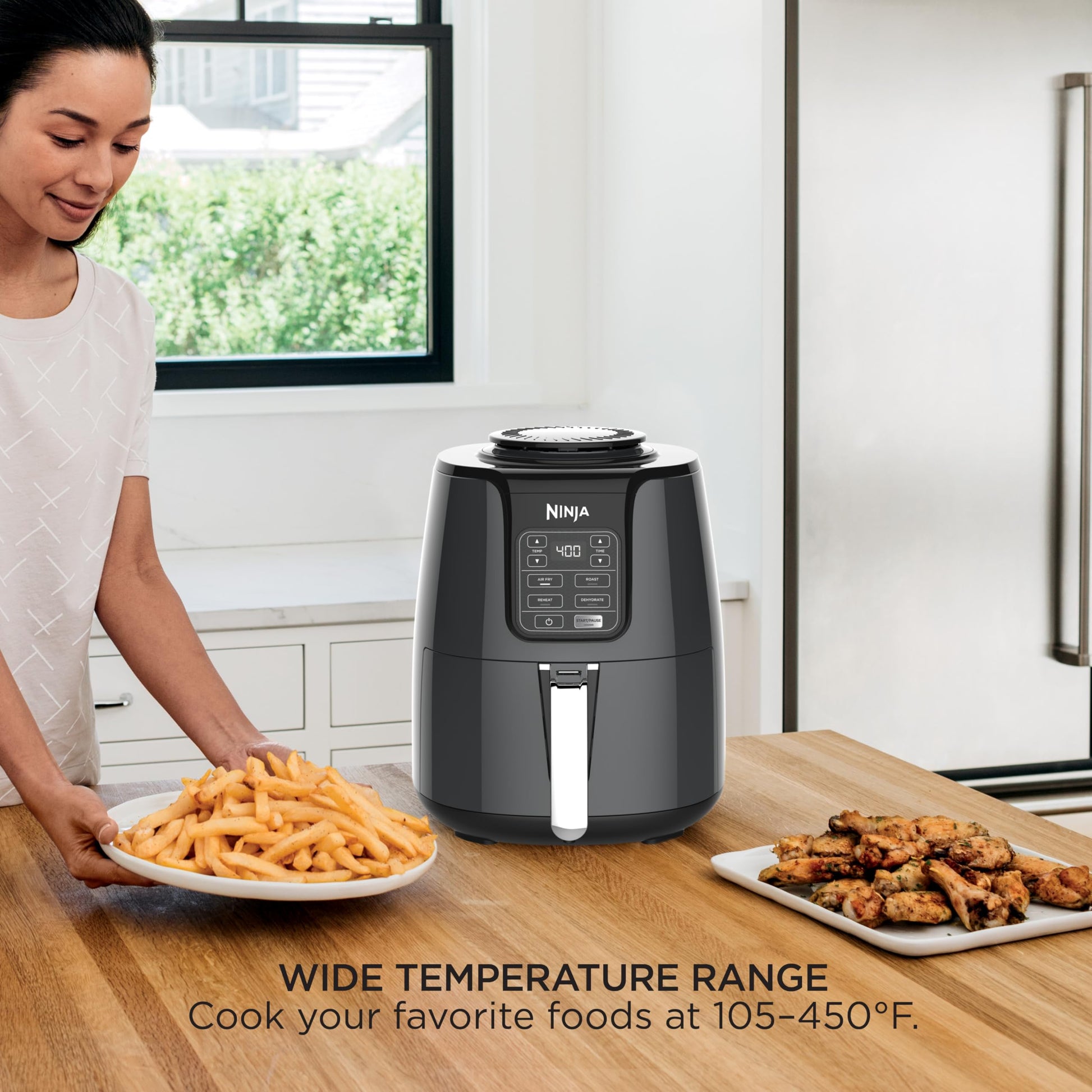 NINJA AF101C, Air Fryer, 3.8L Less Oil Electric Air Frying, Equipped with Crisper Plate + Multi-Layer Rack + Non Stick Basket, Programmable Control Panel, Black, 1550W, (Canadian Version) - Available at All In One Marketplace Canada