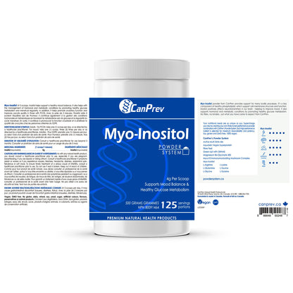 CanPrev Myo-Inositol Powder 500g, 125 Servings, PCOS Supplement for Women, Supports Glucose Metabolism, Ovulatory Function, Cellular Health and Wellness - Available at All In One Marketplace Canada