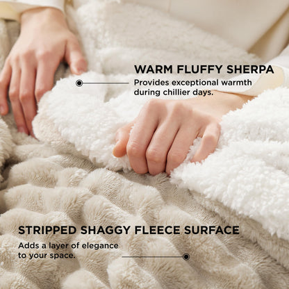 Bedsure Sherpa Throw Blanket for Couch - Super Soft, Cozy Fleece Thick Warm Blanket for Winter, GentleSoft Plush & Fluffy Christmas Throw Gift for Women, Room Decor, Beige, 50x60 Inches 🍁 All In One Marketplace Canada