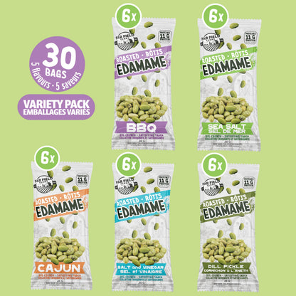 Urbani Far Field Roasted Edamame Variety Pack - 30 x 26g Bags, 11g Protein Per Serving