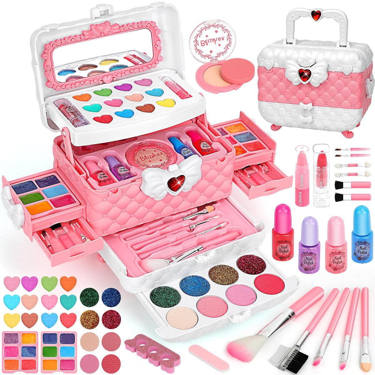 Flybay Kids Makeup Kit Toys for Girls, Washable Girls Makeup Set Children Make Up Kids Toys, Princess Pretend Play Make Up Set Christmas Birthday Gifts for Age 3-12 Year Old Girl 🍁 All In One Marketplace Canada