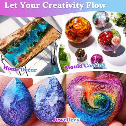 LET'S RESIN Casting Epoxy Resin Kit, 1L(34oz) Crystal Clear & Bubble Free Epoxy Resin and Hardener, High Gloss Resin Kit for DIY Art, Mould Casting, Wood, Jewellery Making, Coasters, Table Top - Available at All In One Marketplace Canada